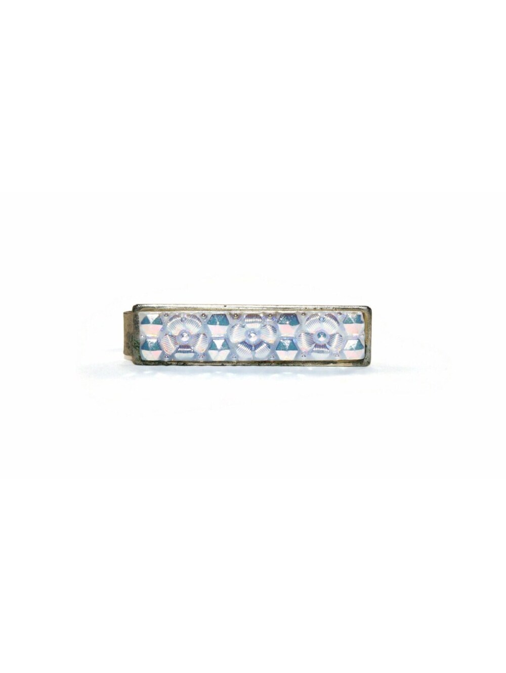 Vintage Gold Tone and Resin Floral Design Tie Clip.